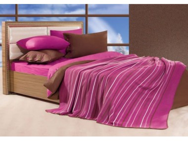 Комплект постельного белья с покрывалом Cahan Stripie фуксия